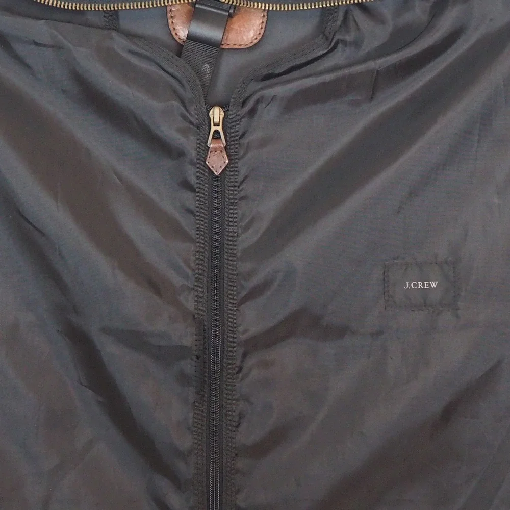 J.Crew Black Leather & Canvass Garment Bag Carry On Luggage Shoulder Strap